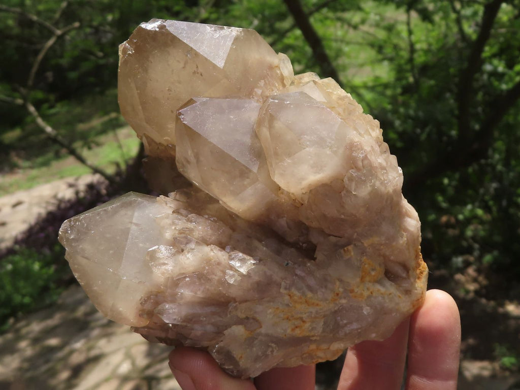 Natural Smokey White Phantom Quartz Clusters  x 3 From Luena, Congo - TopRock