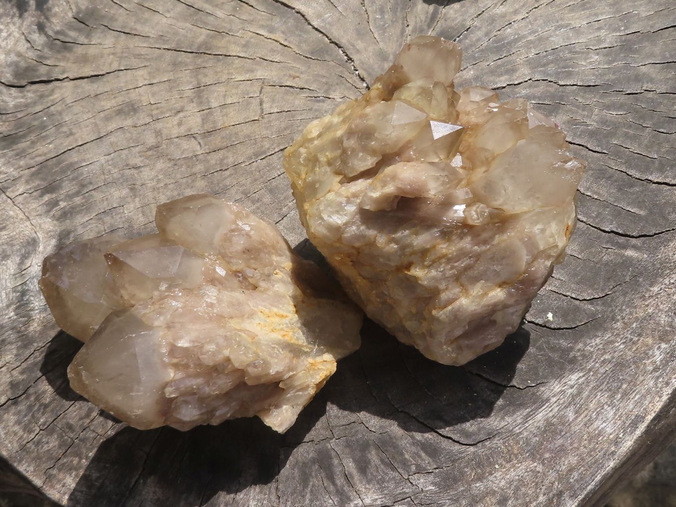 Natural Smokey White Phantom Quartz Clusters  x 3 From Luena, Congo - TopRock