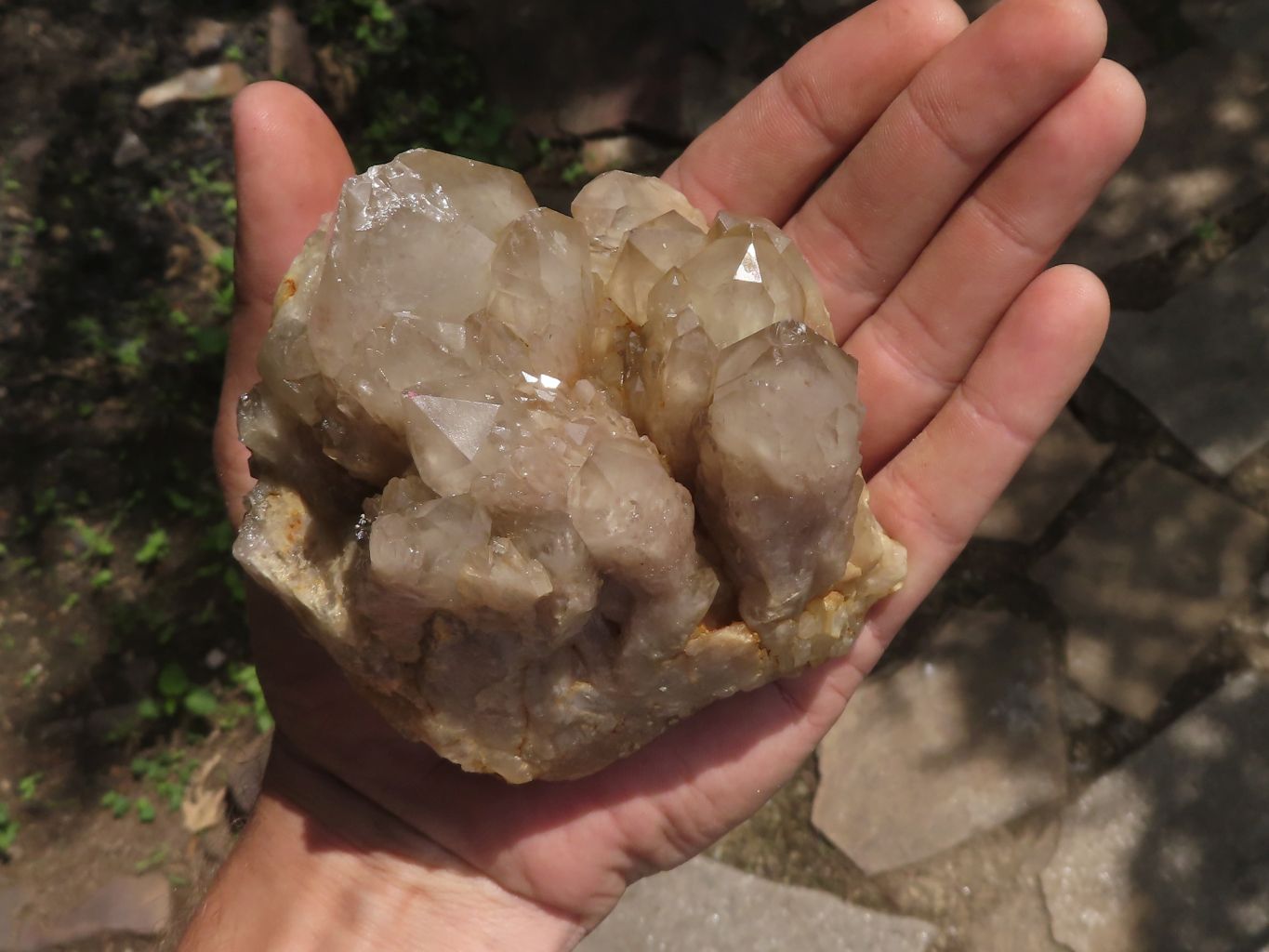 Natural Smokey White Phantom Quartz Clusters  x 3 From Luena, Congo - TopRock
