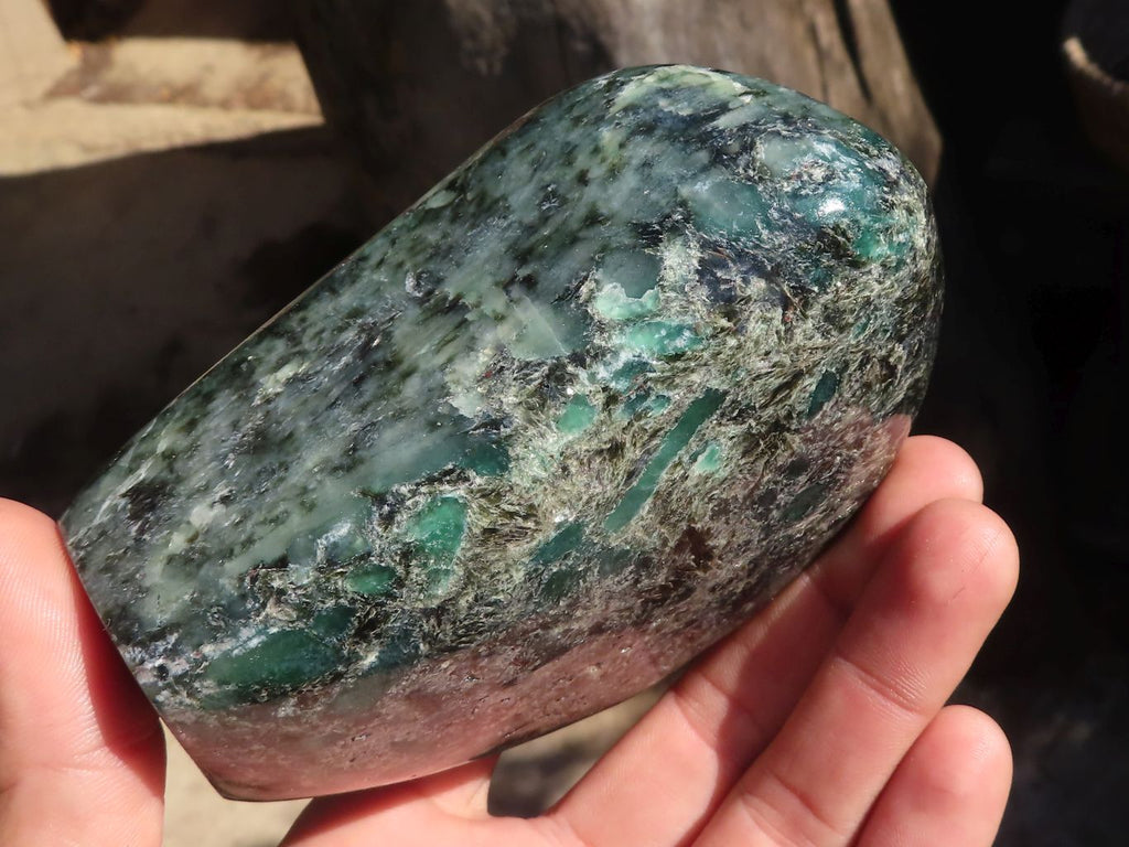 Polished Rare Emerald Mica In Matrix Standing Free Forms x 2 From Mutoko, Zimbabwe - Toprock Gemstones and Minerals 