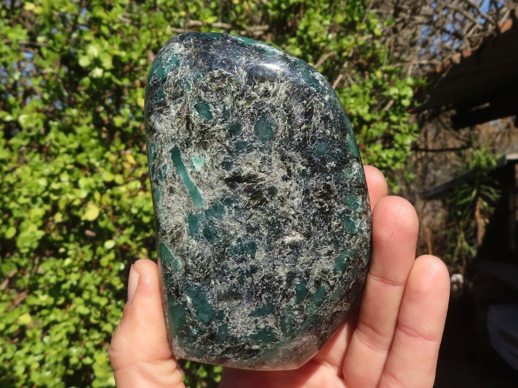 Polished Rare Emerald Mica In Matrix Standing Free Forms x 2 From Mutoko, Zimbabwe - Toprock Gemstones and Minerals 