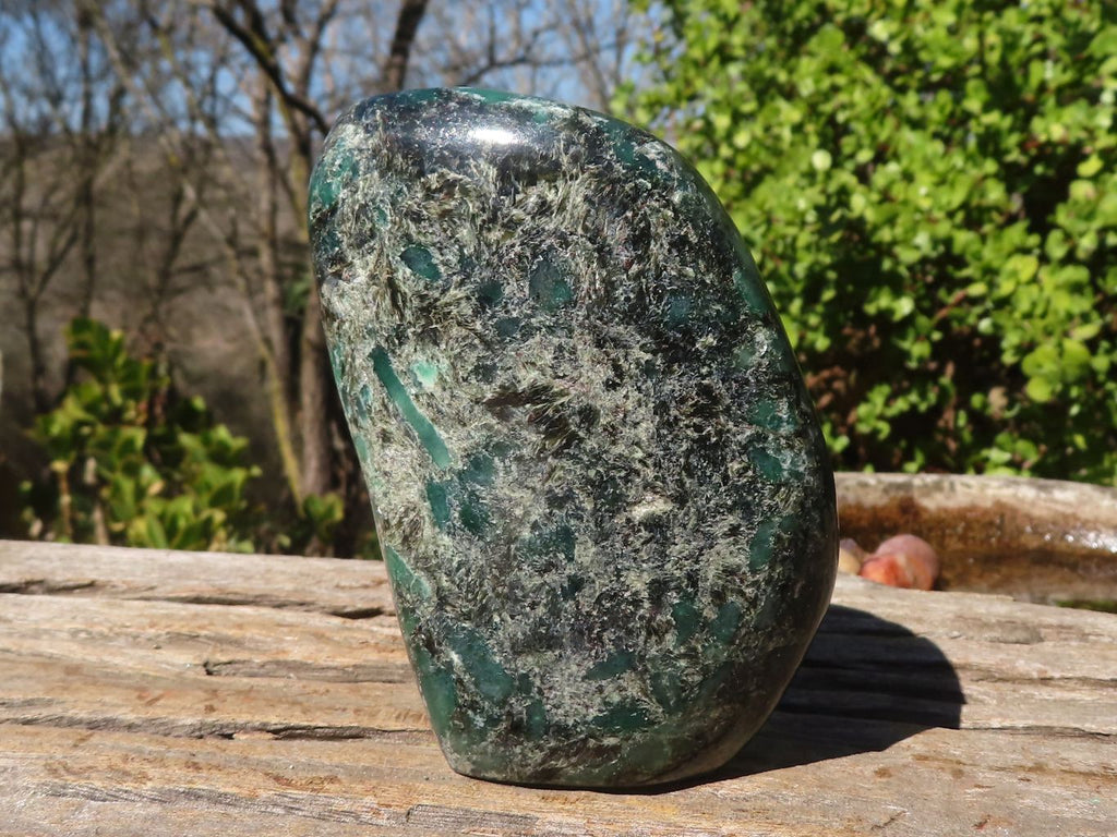 Polished Rare Emerald Mica In Matrix Standing Free Forms x 2 From Mutoko, Zimbabwe - Toprock Gemstones and Minerals 