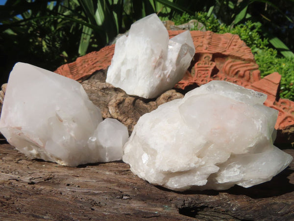 Natural Bright White Cascading & Castle Quartz Clusters x 12 From Madagascar - TopRock