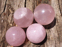Polished  Star Rose Quartz Spheres x 4 From Ambatondrazaka, Madagascar - TopRock