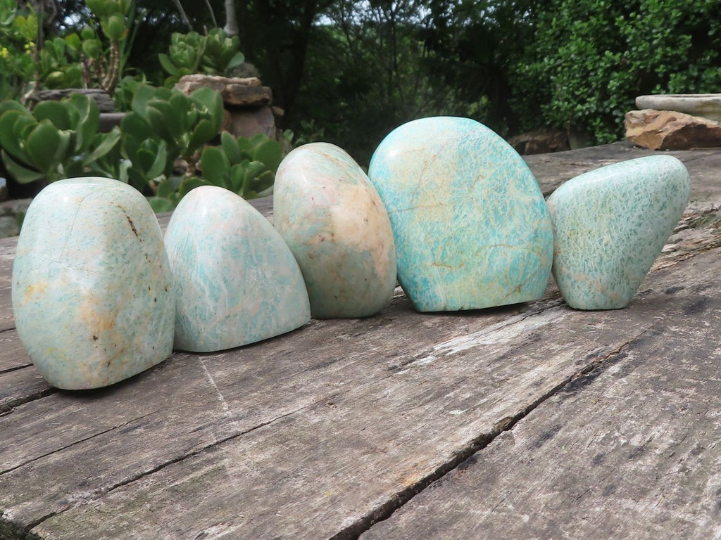 Polished Blue Kobi Amazonite Standing Free Forms  x 5 From Zimbabwe - TopRock