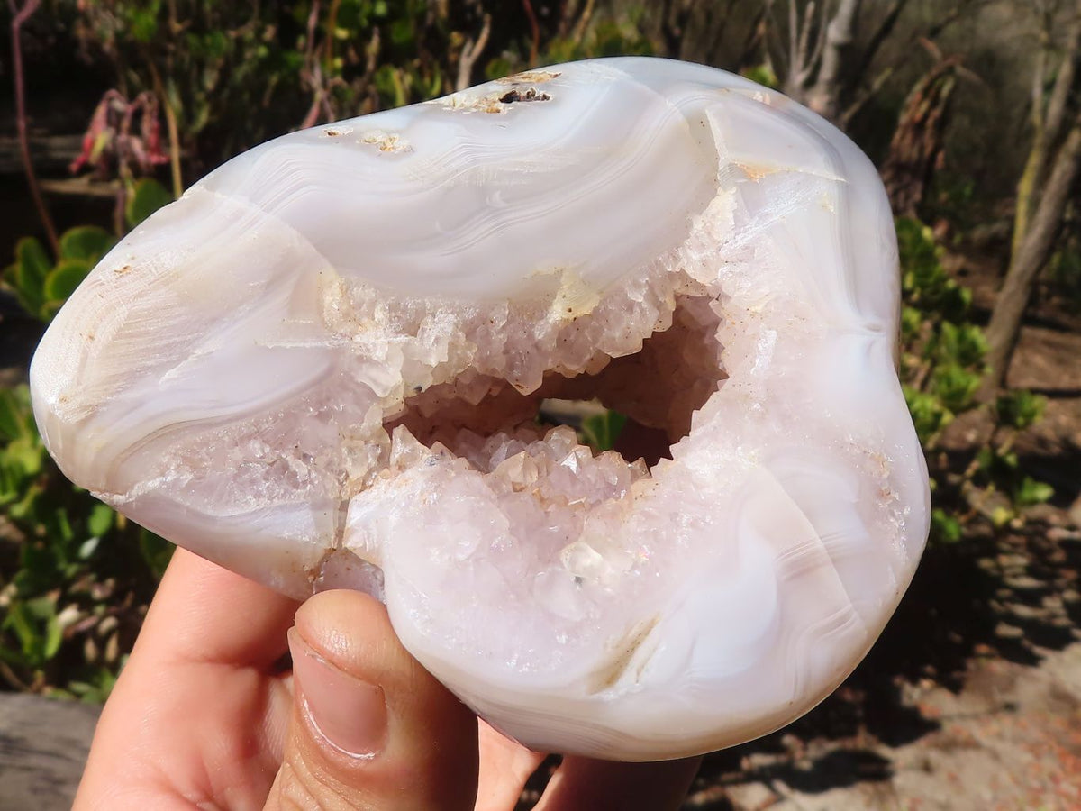 Polished Crystal Centred Agate Geodes  x 3 From Madagascar - Toprock Gemstones and Minerals 