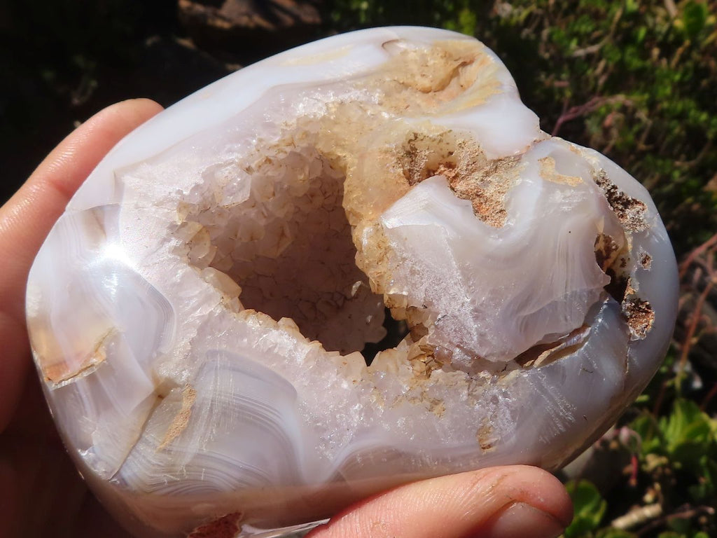 Polished Crystal Centred Agate Geodes  x 3 From Madagascar - Toprock Gemstones and Minerals 