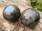 Polished Large Labradorite Spheres  x 2 From Tulear, Madagascar - Toprock Gemstones and Minerals 