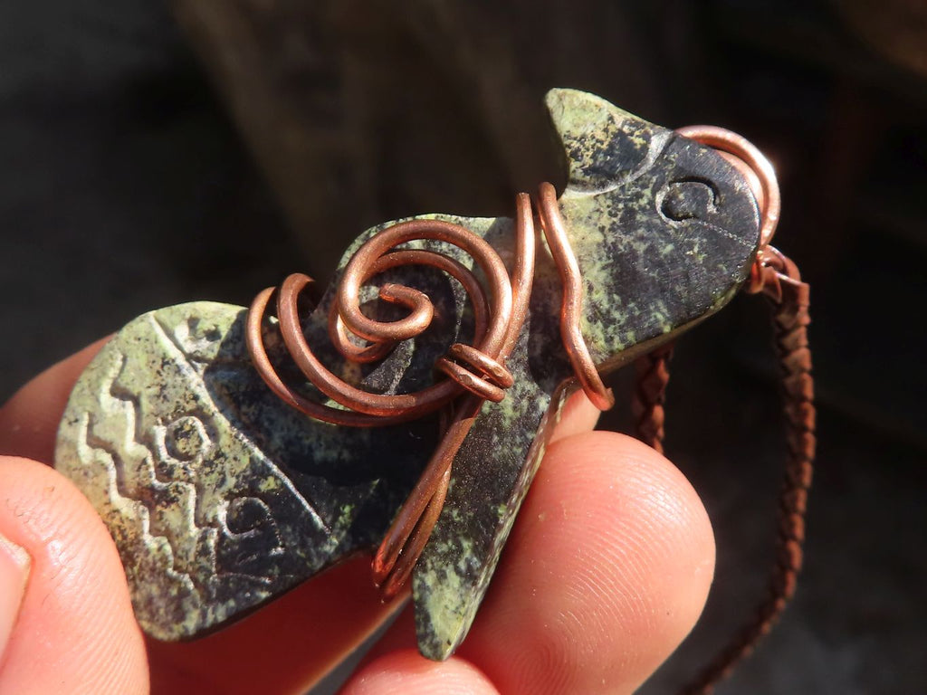Polished  Copper Wire Wrapped Leopard Stone Eagle Pendants  x 6 From Zimbabwe - Toprock Gemstones and Minerals 