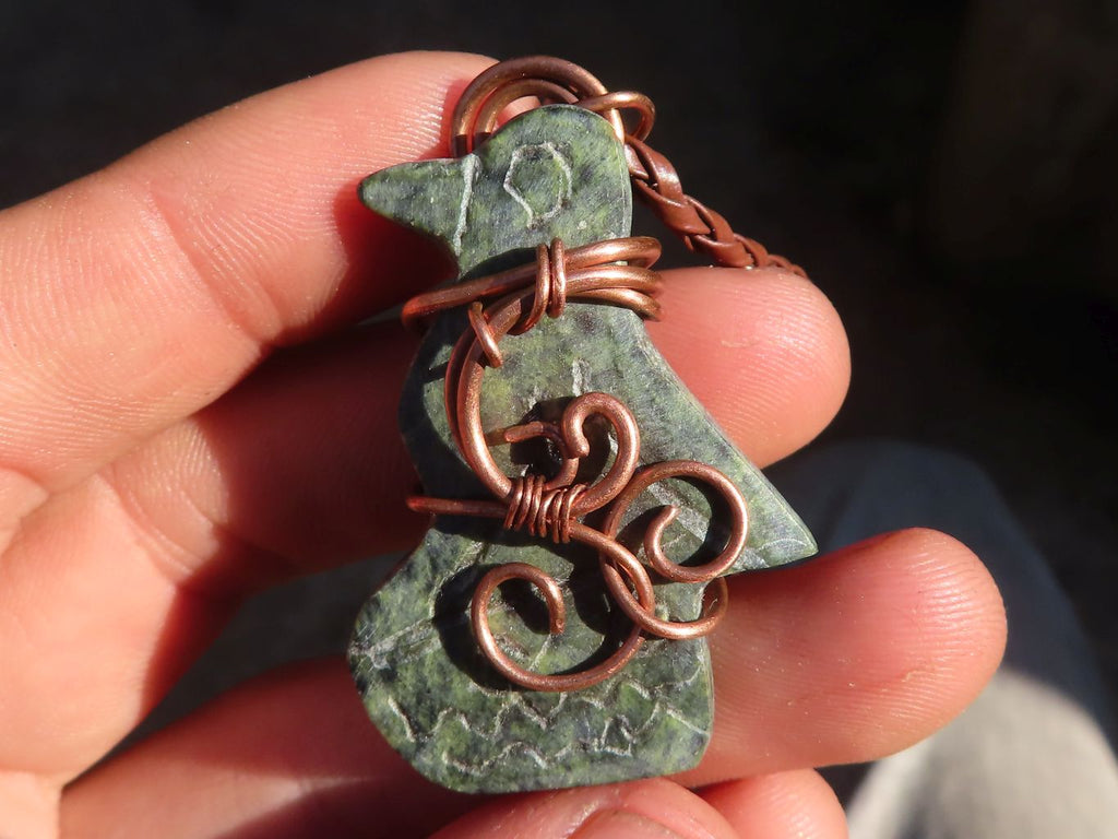 Polished  Copper Wire Wrapped Leopard Stone Eagle Pendants  x 6 From Zimbabwe - Toprock Gemstones and Minerals 