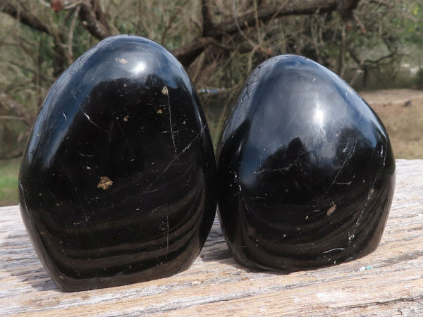 Polished Black Tourmaline / Schorl Standing Free Forms  x 4 From Madagascar - TopRock