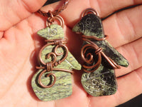 Polished  Copper Wire Wrapped Leopard Stone Eagle Pendants  x 6 From Zimbabwe - Toprock Gemstones and Minerals 