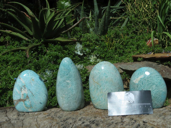 Polished Amazonite Standing Free Forms x 4 From Madagascar - TopRock