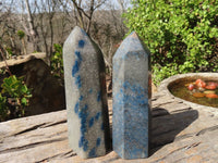 Polished Blue Spotted Spinel Quartz Points x 3 From Madagascar - Toprock Gemstones and Minerals 