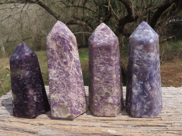 Polished Lovely Purple Lepidolite Mica Points  x 4 From Madagascar - TopRock