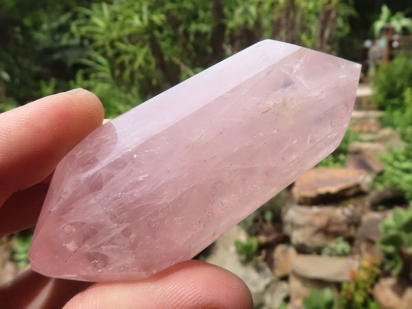 Polished Double Terminated Rose Quartz Points  x 3 From Madagascar - TopRock