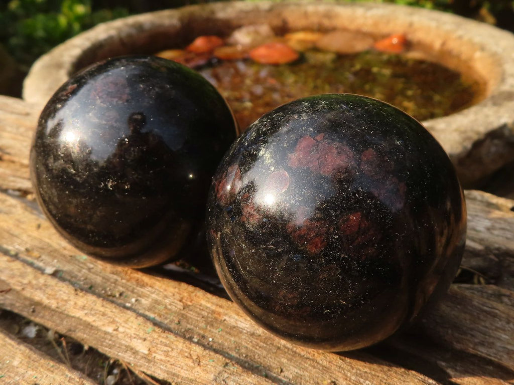 Polished Rare Sparkling Blue Iolite / Water Sapphire Spheres  x 12 From Madagascar - Toprock Gemstones and Minerals 