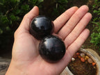 Polished Rare Sparkling Blue Iolite / Water Sapphire Spheres  x 12 From Madagascar - Toprock Gemstones and Minerals 