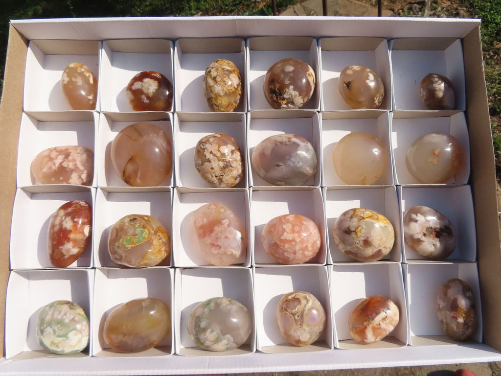 Polished Stunning Coral Flower Agate Gallets x 24 From Madagascar - TopRock