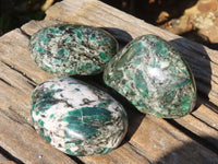 Polished Rare Emerald Mica In Matrix Galet-Palm Stones x 6 From Mutoko, Zimbabwe - Toprock Gemstones and Minerals 