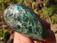 Polished Rare Emerald Mica In Matrix Galet-Palm Stones x 6 From Mutoko, Zimbabwe - Toprock Gemstones and Minerals 