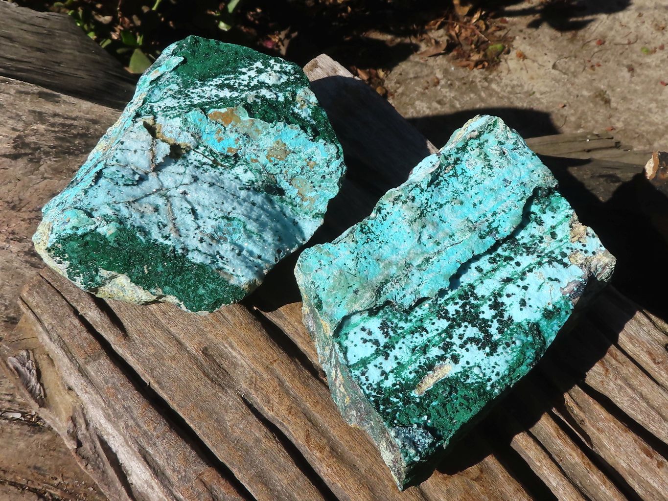 Natural Drusy Chrysocolla & Malachite Dolomite Specimens x 2 From Likasi, Congo - Toprock Gemstones and Minerals 