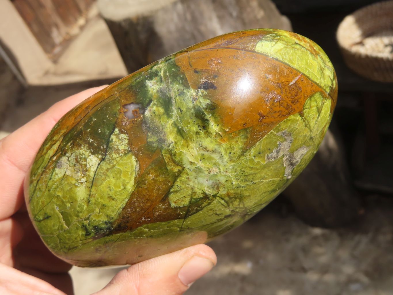 Polished Green Opal Standing Free Forms  x 2 From Antsirabe, Madagascar - Toprock Gemstones and Minerals 