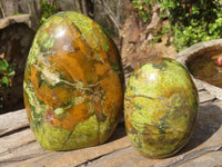 Polished Green Opal Standing Free Forms  x 2 From Antsirabe, Madagascar - Toprock Gemstones and Minerals 