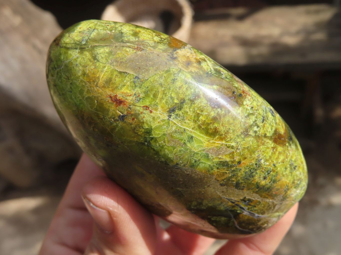 Polished Green Opal Standing Free Forms  x 2 From Antsirabe, Madagascar - Toprock Gemstones and Minerals 