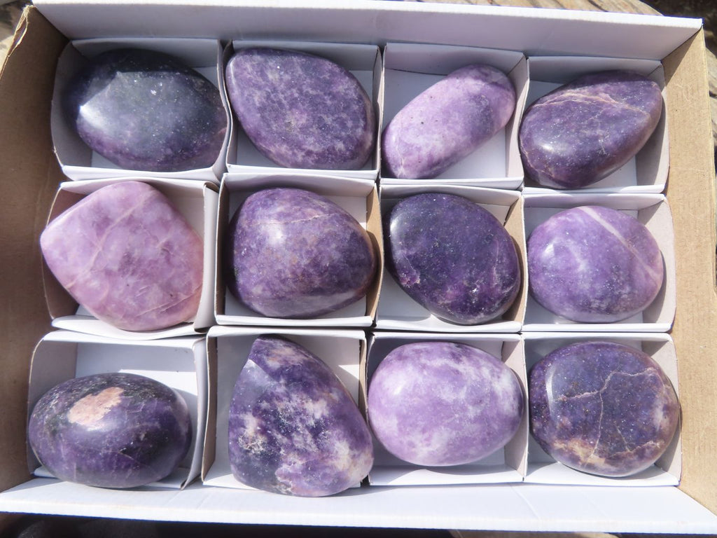 Polished Purple Lepidolite Gallets  x 12 From Zimbabwe - Toprock Gemstones and Minerals 