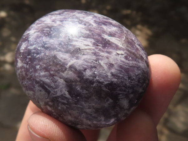 Polished Purple Lepidolite Palm Stones  x 12 From Madagascar - TopRock