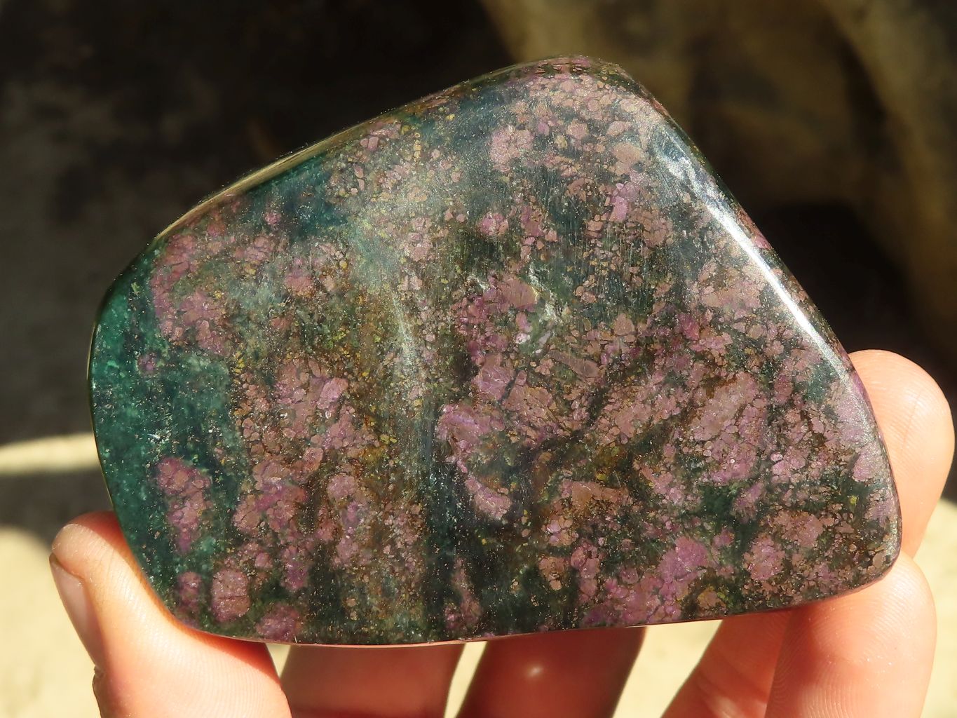 Polished Fluorescent Ruby Corundum In Chrome Verdite Free Forms x 4 From Zimbabwe - Toprock Gemstones and Minerals 