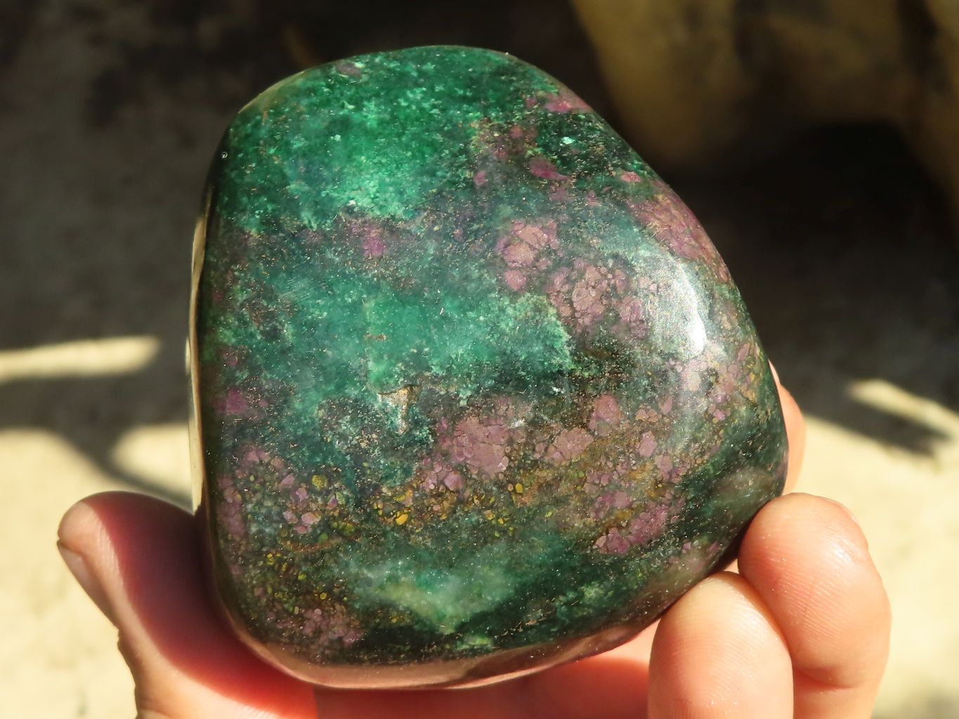 Polished Fluorescent Ruby Corundum In Chrome Verdite Free Forms x 4 From Zimbabwe - Toprock Gemstones and Minerals 