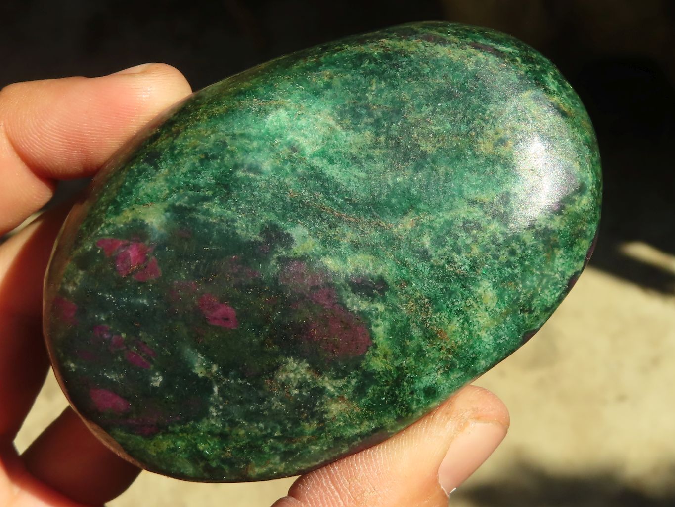 Polished Fluorescent Ruby Corundum In Chrome Verdite Free Forms x 4 From Zimbabwe - Toprock Gemstones and Minerals 