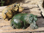 Polished Hand carved Verdite & Leopard stone Hippos x 3 From Zimbabwe - Toprock Gemstones and Minerals 