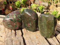 Polished Fluorescent Ruby Corundum In Chrome Verdite Free Forms x 3 From Zimbabwe - Toprock Gemstones and Minerals 