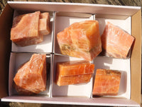 Natural New Sunset Orange Calcite Specimens  x 6 From Spitzkop, Namibia - Toprock Gemstones and Minerals 