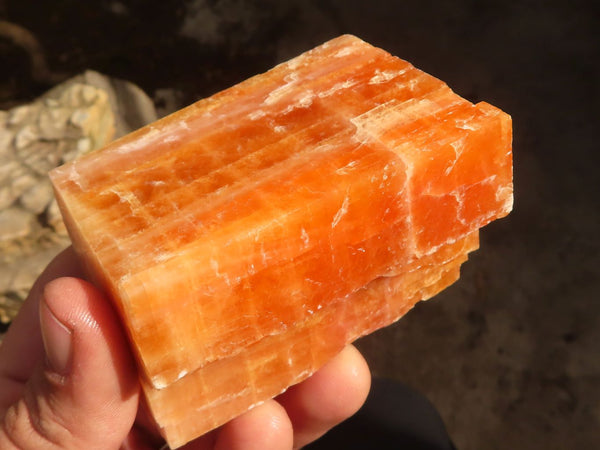 Natural New Sunset Orange Calcite Specimens  x 6 From Spitzkop, Namibia - Toprock Gemstones and Minerals 
