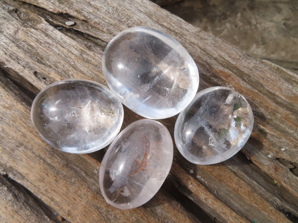 Polished Clear Quartz Galet / Palm Stones x 16 From Antsirabe, Madagascar - Toprock Gemstones and Minerals 