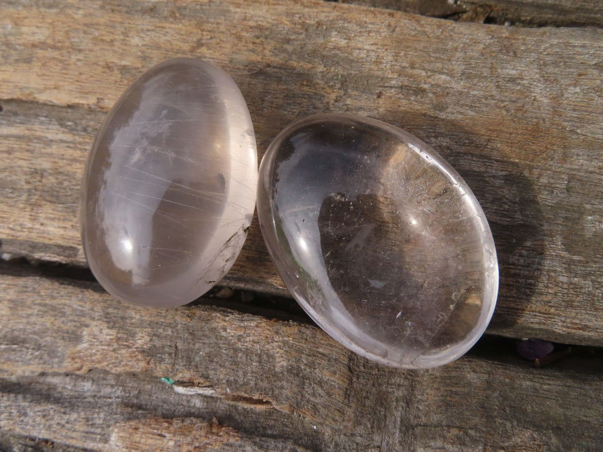 Polished Clear Quartz Galet / Palm Stones x 16 From Antsirabe, Madagascar - Toprock Gemstones and Minerals 