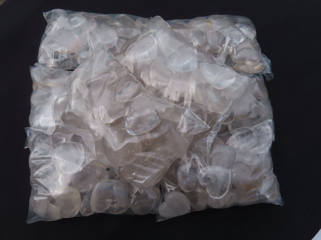 Polished Small Rock Crystal Gemstone Hearts  - sold per 1 kg -  From Madagascar - TopRock