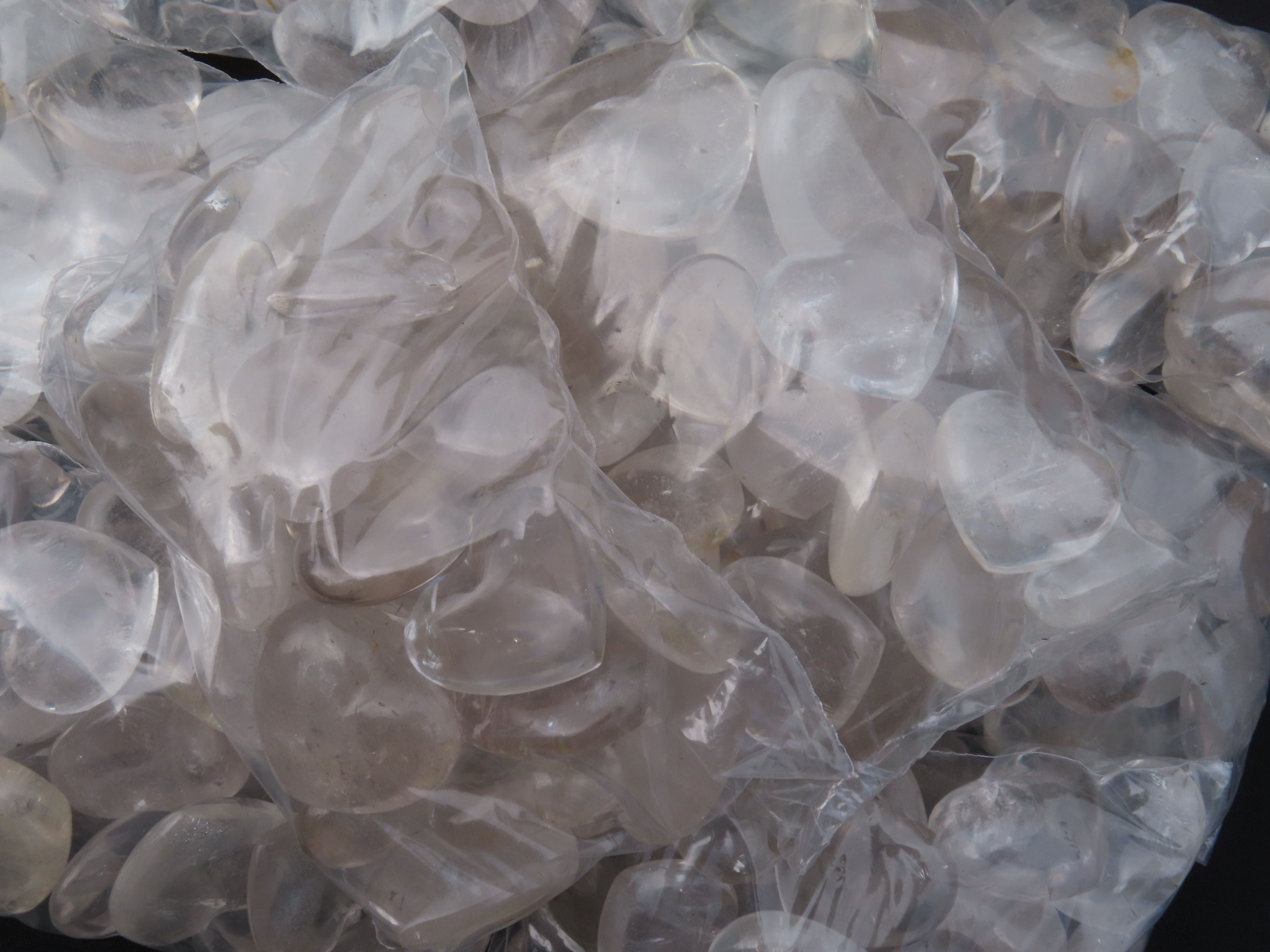 Polished Small Rock Crystal Gemstone Hearts  - sold per 1 kg -  From Madagascar - TopRock