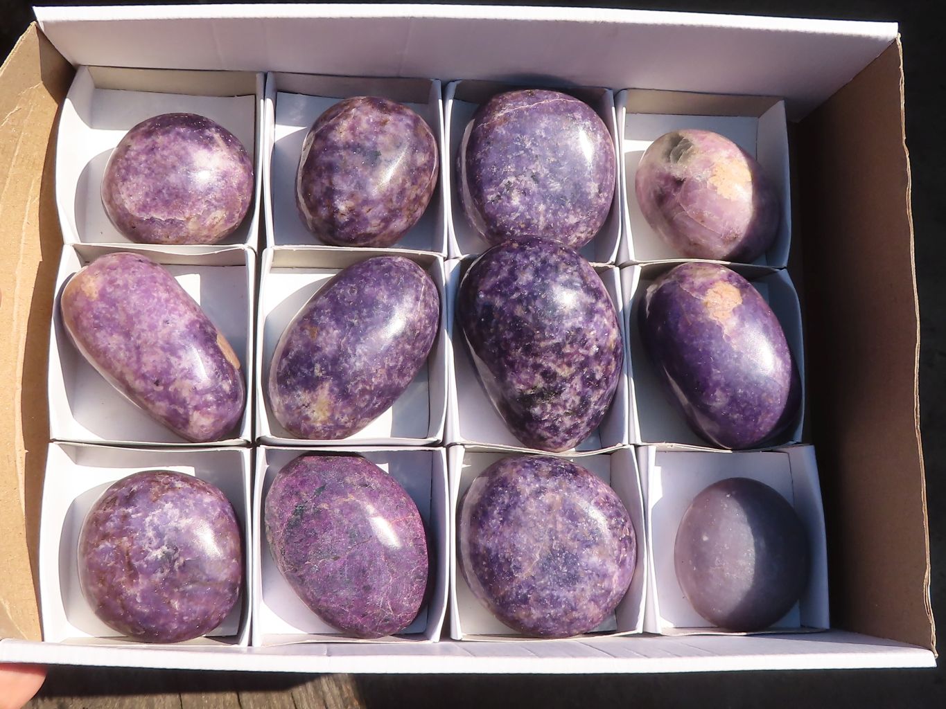 Polished Lepidolite Gallets  x 12 From Zimbabwe - Toprock Gemstones and Minerals 