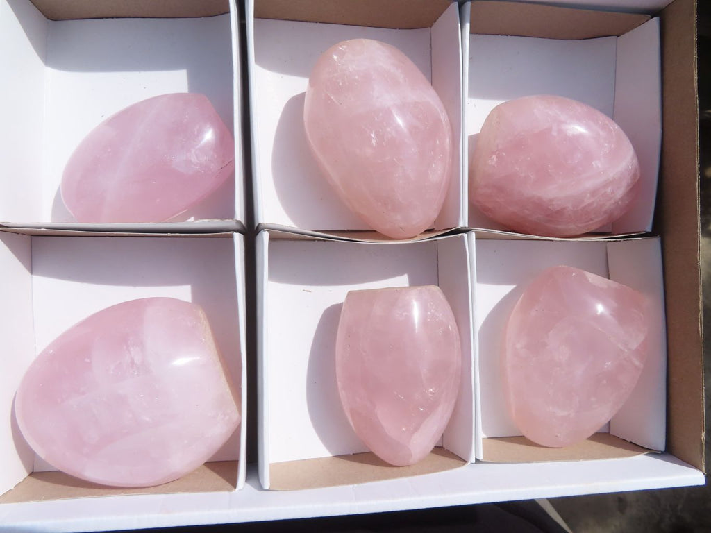 Polished Rose Quartz Standing Free Forms x 6 From Antsirabe, Madagascar - Toprock Gemstones and Minerals 