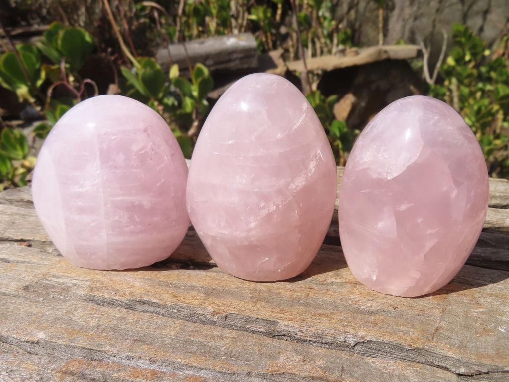 Polished Rose Quartz Standing Free Forms x 6 From Antsirabe, Madagascar - Toprock Gemstones and Minerals 