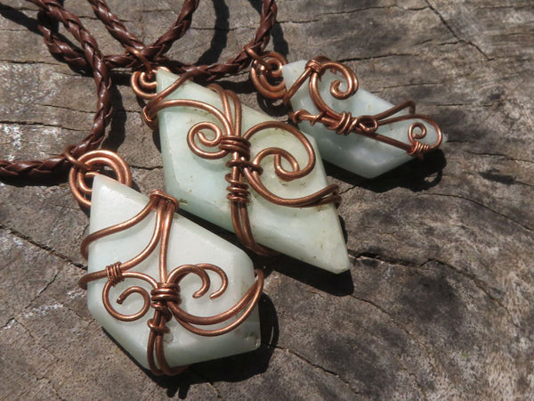 Polished Mixed Jewellery With Copper Art Wire Wrap Pendants x 6 From Congo - TopRock