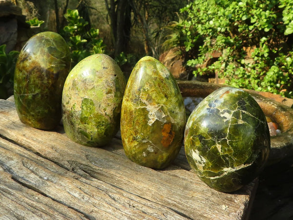 Polished Green Opal Standing Free Forms  x 4 From Madagascar