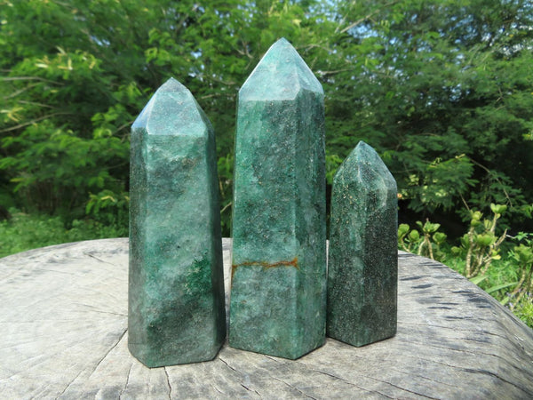 Polished Green Fuchsite Crystal Points x 3 From Madagascar - TopRock