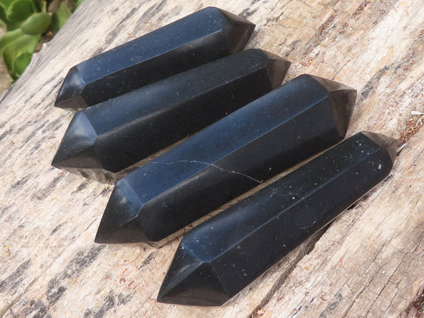 Polished Double Terminated Black Basalt Points  x 4 From Madagascar - Toprock Gemstones and Minerals 