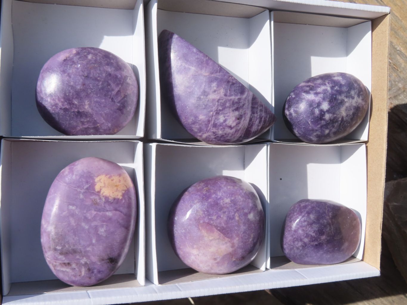 Polished Purple Lepidolite Gallets  x 6 From Zimbabwe - Toprock Gemstones and Minerals 